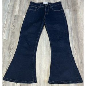 Madcap Women’s Super Flare Bellbottoms Dark Wash Cotton Denim Jeans Size 28W 30L